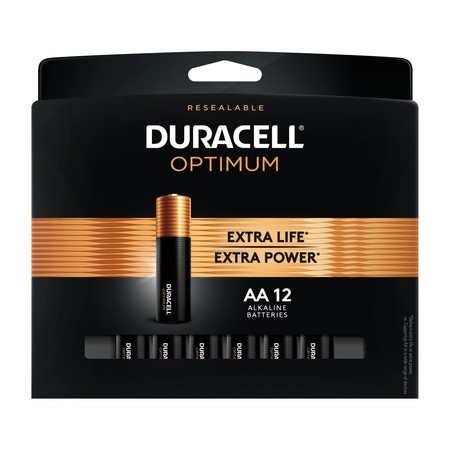 DURACELL Duracell Optimum Extra Life Battery AA Alkaline Battery, 12 PK OPT1500B12